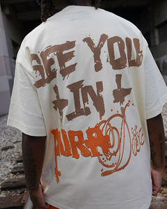 Ensemble T-shirt et short streetwear personnalisé en coton 100% à séchage rapide, respirant, avec épaules tombantes et impression en relief, vente en gros - Product Image 4