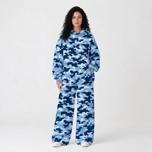 Cozy Custom Casual Hoodie Set <b>Women's</b> Hoodie and Sweatpants Set Casual Autumn Leaf Print Loose Two <b>Piece</b> <b>Outfit</b> with Pocket - Product Image 2