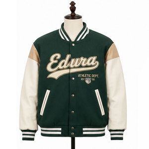 Blouson universitaire Legends pour homme, vert, avec broderie sur la manche, style Campus 23, style preppy, vêtement d'hiver, 100% laine respirante, fermeture avant - Product Image 1