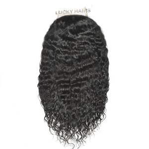 Peluca de encaje frontal 100% natural sin pegamento, cabello suave y voluminoso, cabello virgen Remy indio, cabello humano rizado, tejido a máquina con doble trama - Product Image 1