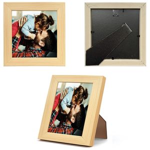 Cadre photo vintage 4x6 en bois au design simple, très populaire, avec support mural en MDF et affichage sur table - Product Image 1