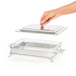 Luxury rectangular chafing dish stainless steel glass serving <b>warmer</b> <b>buffet</b> catering hotel food <b>warmer</b> with lid elegant - Product Image 2