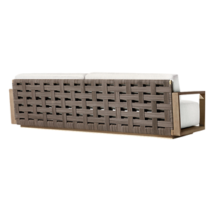 Canapé d'extérieur contemporain de luxe, structure en teck massif, corde tressée, canapé de patio, salon de jardin de luxe, mobilier pour villa et hôtel - Product Image 3