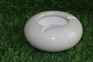 Handcrafted White Marble Round <b>Ashtray</b> Elegant Stone Smoking Accessory for Home Office - Product Image 5