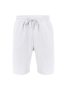 2026 Summer Vacation Style Men's Khaki 100% Cotton Woven Satin Solid Short Sleeve Shirt Long Pants Shorts Set Casual Beach 2pcs - Product Image 5