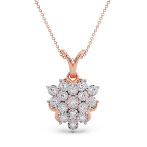 Collar con Colgante de Cadena de Oro con Diamantes y Racimo Floral de Múltiples Pétalos - Product Image 3