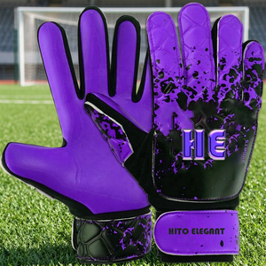 Gants de gardien de but de football, nouveau design, en latex avec protection des doigts, pour adultes, couleur violet et noir, sangle en latex - Product Image 4