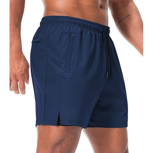 Pantalones Cortos Deportivos de Malla Jacquard de Poliéster para Hombre, Diseño Perforado Transpirable con Patrón Tejido para Correr y Entrenar - Product Image 1