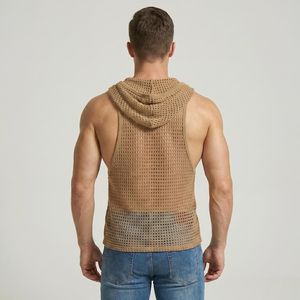Chaleco de malla sin mangas para hombre, ligero, transpirable, de secado rápido, para verano, playa, gimnasio, con logo personalizado - Product Image 5