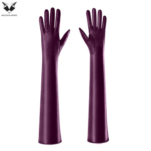 Gants longs en similicuir violet prune sexy pour femme, longueur opéra, pour costumes de scène et de boîte de nuit - Product Image 3
