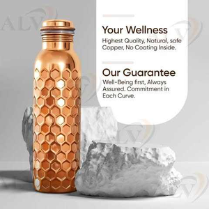 Premium pure copper water <b>bottle</b> for home office gym use made with traditional design and ecofriendly sustainable build - Product Image 5