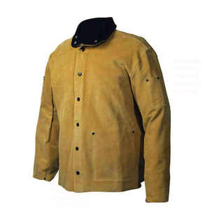 Leather Welding Jacket Heavy Duty with Sleeve <b>Heat</b> Flame Resistant Cowhide <b>Coat</b> Safety Clothing for Men Women - Product Image 1