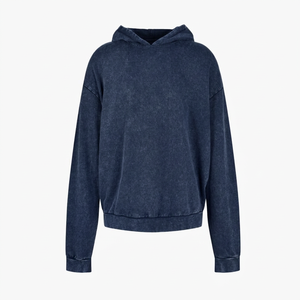 เสื้อฮู้ดดี้โอเวอร์ไซส์ผู้ชาย สีดำล้วน ผ้าฝ้าย 100% เฟรนช์เทอร์รี่ สวมใส่สบายๆ สำหรับฤดูใบไม้ร่วง - Product Image 5