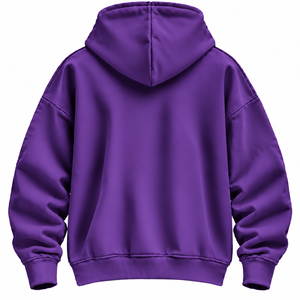 เสื้อฮู้ดดี้ผู้หญิงพรีเมียมสีม่วงเข้มแบบสั่งทำพิเศษ ทรงหลวม ไหล่ตก มีกระเป๋าจิงโจ้ ผ้าฝ้ายฟลีซ 100% 450 GSM พิมพ์ลายตามสั่ง - Product Image 2