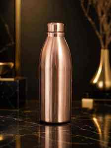 Bouteilles en cuivre poli gaufré classiques, bouteille d'eau ayurvédique portable, vaisselle en cuivre pur, bouteille artisanale, vente en gros, exportation - Product Image 6
