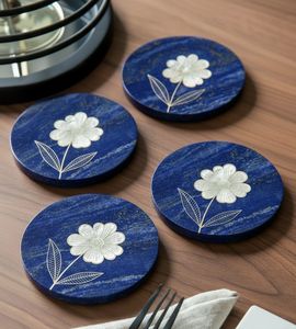 Elegante Juego de Posavasos de MDF Esmaltado con Arte Decorativo Hecho a Mano para Servir Té y Café y Proteger la Superficie de la Mesa - Product Image 1