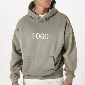 <b>Men's</b> <b>Black</b> Hooded Sweatshirt Regular Fit Solid Color Front Logo Print Casual Autumn Wear Pocket Design Cotton French Terry - Product Image 3