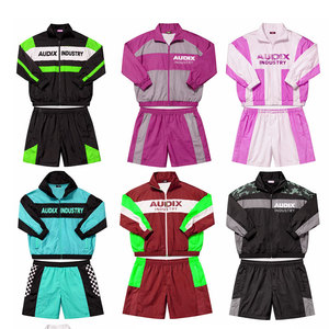 2026 Custom Logo Windbreaker Tracksuit Nylon Windproof <b>Zipper</b> <b>Jacket</b> and Shorts Two Piece Sports Set - Product Image 4