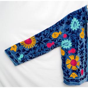 Veste décontractée unisexe réversible en velours brodé à la main, style bohème, écologique, toutes saisons, motif floral, cadeau d'anniversaire - Product Image 5