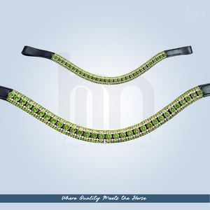 Premium HM GLOBAL Bandeau de front pour cheval en cuir véritable, en forme de U, 5 rangées, orné de cristaux Arena, élégant, avec logo personnalisé, équipement équestre de luxe - Product Image 4