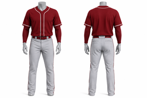 Men's <b>Baseball</b> Uniform Maroon Jersey Gray Pants Moisture Wicking Regular Fit Short Sleeve All Seasons Team Apparel - Product Image 1