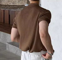 Camiseta Casual de Punto con Cuello Redondo y Lavado Ácido para Hombre, Uso Diario, 100% Algodón Transpirable de Alta Calidad