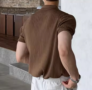 Camiseta Casual de Punto con Cuello Redondo y Lavado Ácido para Hombre, Uso Diario, 100% Algodón Transpirable de Alta Calidad - Product Image 2