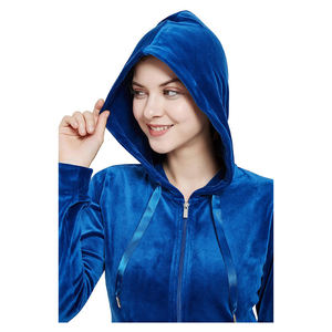 Fashionable Hot Selling Winter Solid Casual Vintage <b>Plus</b> <b>Size</b> Long Velvet 100% Cotton Tracksuit Women's Zip-Up Hoodie <b>Jogger</b> <b>Set</b> - Product Image 3