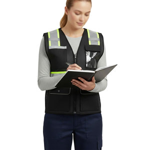Chaleco de seguridad para mujer, multifuncional, de alta calidad, color neón, con cremallera, cinta reflectante, chaleco de trabajo con logotipo de diseño personalizado - Product Image 2