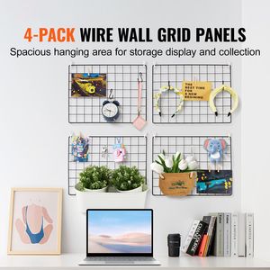 4-Packs Modern Design PC <b>Metal</b> <b>Grid</b> Wall Panels Wire Photo Picture Display Wall Storage Organizer for Home Office - Product Image 2