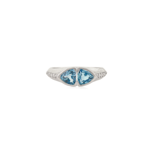 Exquisite <b>Two</b> <b>Stone</b> Pear-Cut Natural Blue Topaz Gemstone S925 Solid Silver Fine Jewelry <b>Ring</b> for Women Wedding Anniversary Gift - Product Image 3