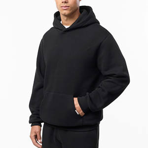 Sudadera con capucha y cordón ajustable BLACK FIT, forro polar, bolsillo canguro, puños y dobladillo acanalados, 400g, forro polar cepillado, informal de invierno - Product Image 2