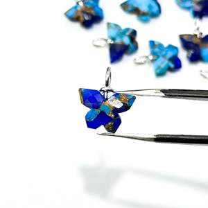 Pendentif Papillon en Turquoise Bleue Mohave AAA Lapis, en Argent Sterling 925, Sculpté à la Main, avec Pierre Précieuse en Turquoise Bleue, Bijou - Product Image 2