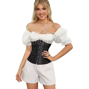 Plus Size Women Leather Lace <b>up</b> Overbust Corset Dress with Front Logo Eco-Friendly Washed DHL/FedEx Shipping - Product Image 3
