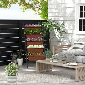 5 Tier Raised <b>Garden</b> Bed on Wheels with Drainage Holes and Storage <b>Boxes</b> <b>for</b> Indoor <b>Plants</b> - Product Image 3