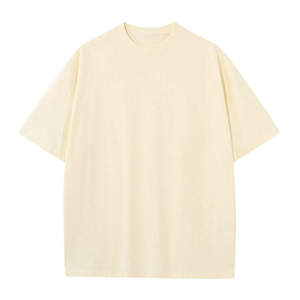 T-shirt uni oversize pour homme, manches courtes, col rond, épaules tombantes, coupe ample, style streetwear décontracté, minimaliste, en mélange de coton, hauts vierges - Product Image 2
