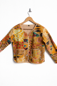 Indian Cotton Hand Block Print Bomber <b>Jackets</b> Patch Work Women Winter <b>Quilted</b> Hooded Reversible Animal Print <b>Jackets</b> - Product Image 1