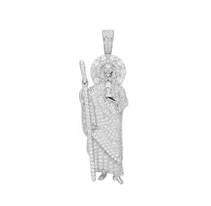 Pendentifs Saint Jude en argent 925, pendentif en diamant Moissanite VVS, bijoux tendance Hip Hop, pendentif religieux - Product Image 3