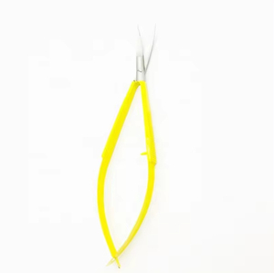 Tijeras de Precisión Curvas de Acero Inoxidable con Mango Recubierto de Amarillo, Tijeras Profesionales para Extensión de Pestañas y Recorte de Cejas - Product Image 5