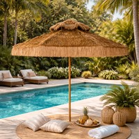 Parasol en paille de raphia pliable, écologique, pour extérieur, hôtel, piscine, jardin, plage tropicale, patio, réglable, décoration intérieure