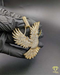 จี้รูปนกพิราบประดับเพชร VVS สร้างในห้องปฏิบัติการ เงินแท้ 925 สไตล์ฮิปฮอป เครื่องประดับสำหรับทุกเพศ - Product Image 3