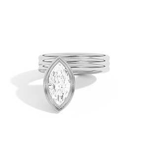 Anillo Espiral Personalizado con 2 Quilates de Diamantes Marquise Cultivados en Laboratorio, Oro Sólido de 14K/18K, Banda Ancha con Engaste de Bisel, Venta al por Mayor, Certificado IGI, Precio de Fábrica - Product Image 2