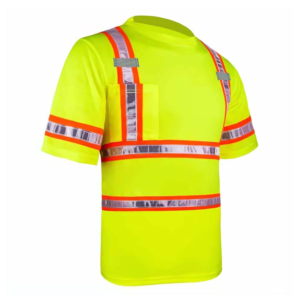 เสื้อยืดก่อสร้างแบบสตรีทแวร์สำหรับผู้ชาย แถบสะท้อนแสง Hi-Vis เสื้อแขนสั้นเพื่อความปลอดภัย มองเห็นได้ชัดเจน ผลิตจากผ้าฝ้าย 100% - Product Image 2