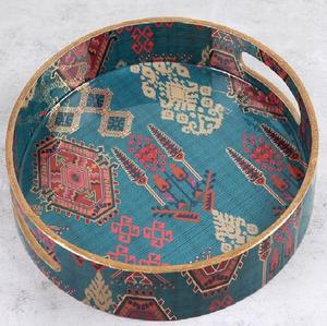 Bandeja Rectangular de Lujo con Estampado Floral y Asas Doradas, Bandeja Decorativa para Servir Té y Café - Product Image 6