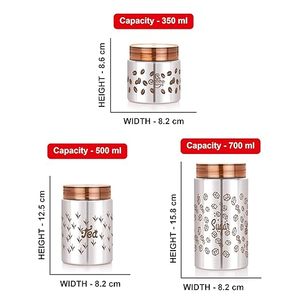 Stainless Steel Food Containers Set With Copper Lids Airtight Tea Sugar <b>Coffee</b> <b>Storage</b> <b>Jars</b> - Product Image 3