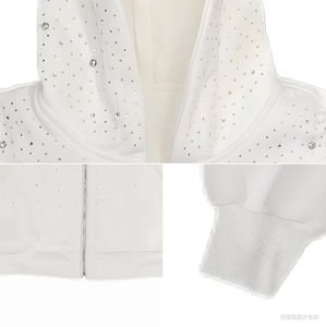 เสื้อฮู้ดปักคริสตัลสีขาว ทรงโอเวอร์ไซส์ ใส่ได้ทั้งชายและหญิง ผ้าถักเนื้อฝ้ายลำลอง ใส่ได้ในฤดูหนาว เป็นมิตรต่อสิ่งแวดล้อม ล้างด้วยกรด - Product Image 3