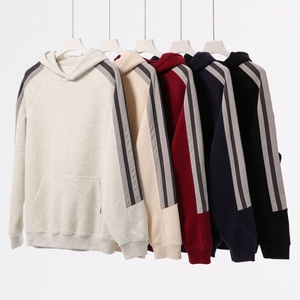 Haute qualité 380gsm 60% coton 40% Polyester automne automne hiver mode surdimensionné rayé manches raglan pull à capuche pour hommes - Product Image 2