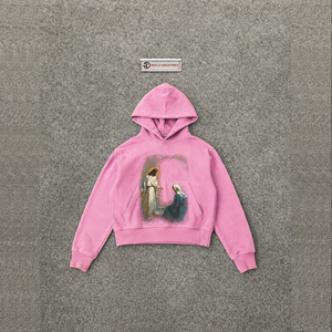 Sweat à capuche oversize rose à motif graphique CHRISTIAN, vêtement de mode spirituel, en polaire avec impression numérique, motif artistique Jésus-Christ, poche avant, décontracté, automne - Product Image 5