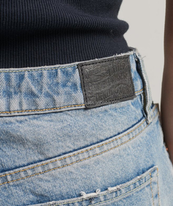 Pantalons en jean pour femmes sur mesure, taille mi-haute, devant plat, jambes larges peintes, coupe ample, pantalon en jean boyfriend respirant avec le meilleur OEM - Product Image 4