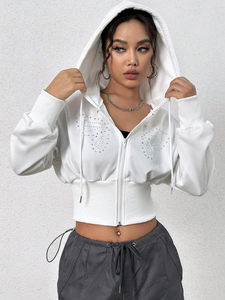 Women Casual Hoodies Summer Short Sleeve Lightweight Hooded Sweatshirt Casual Solid Knitted Hoodies for Woman Custom Plus Size - Product Image 4
